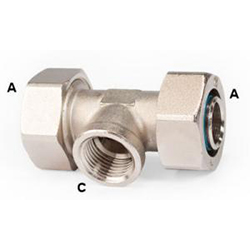 1/2" DURATEC REDUCING TEE, DROP LEG 1/2" FEMALE NPT