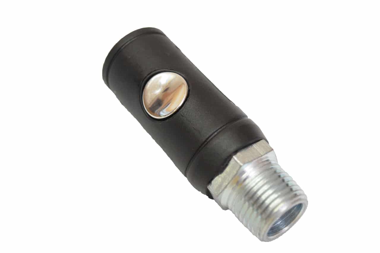 COUPLER,  1/4" MALE NPT THREAD, SAFETY PUSH BUTTON, INDUSTRIAL STYLE, 30 CFM BODY
